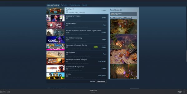Steam’s ‘new and trending’ tab as it existed on the 13th of October 2020