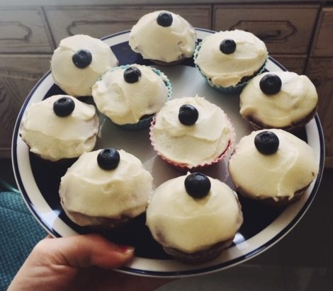 Lydia's Iced Raspberry and White Chocolate Muffins