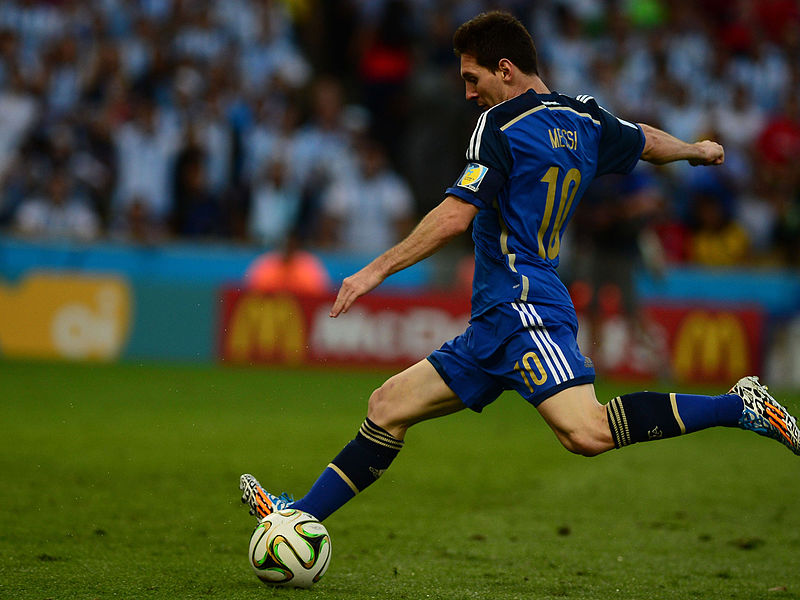 Argentina's Lionel Messi playing in the 2014 World Cup final